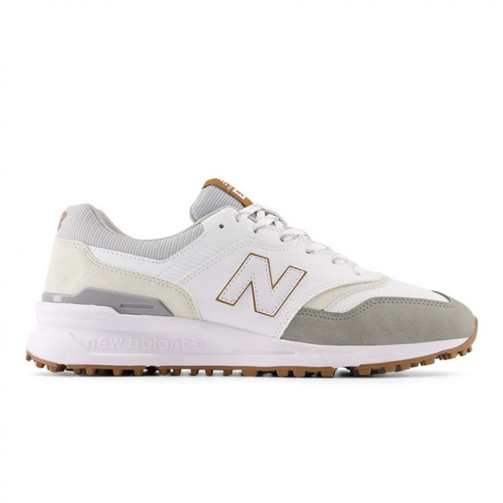 New Balance Mens Shoe 997 Spikeless White Grey Golf Depot
