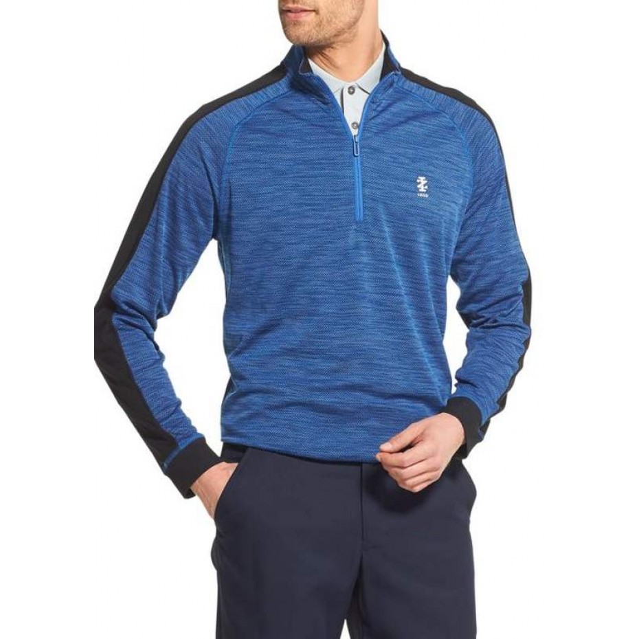 Download Izod Mens Half Zip Smart Block Mock Long Sleeve Polo Blue