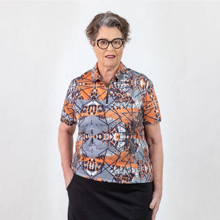 Robbie Brown Ladies Short Sleeve Polo FS10 Savannah Orange Black White Grey