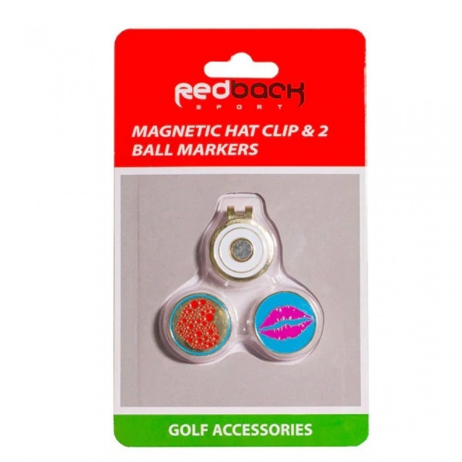Redback Magnetic Hat Clip and 2 Ball Markers Kiss