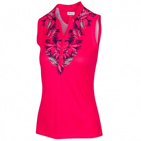 Greg Norman Ladies Paradise Sleeveless Polo Strawberry