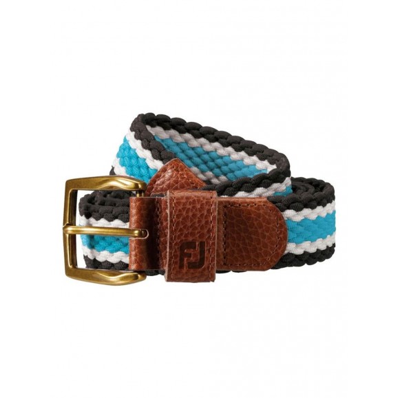 Footjoy Mens Braided Belt - Black/Pool/White