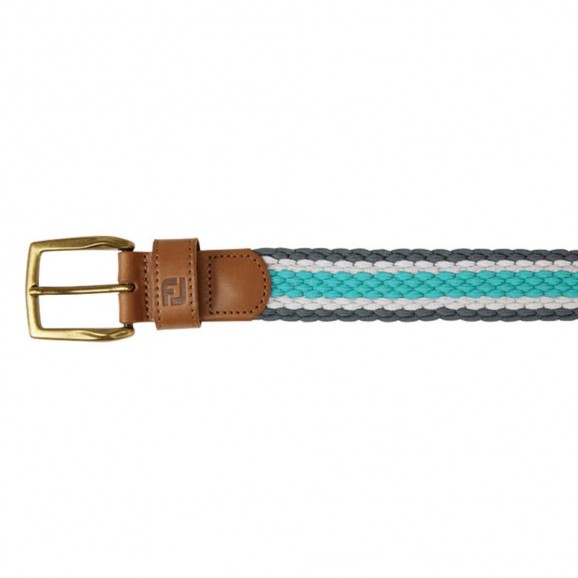 Footjoy Mens Braided Belt Long - Lava/White/Aqua