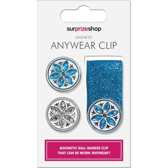 Surprizeshop Magnetic Anywear Clip Set Aqua Glitter AWS008