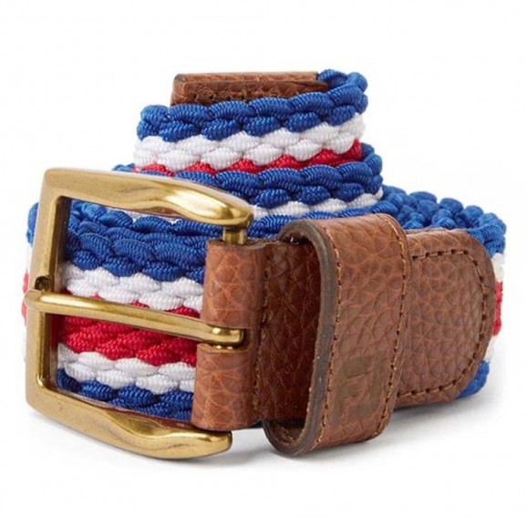 Footjoy Mens Braided Belt - Twilight/Racing Red/White